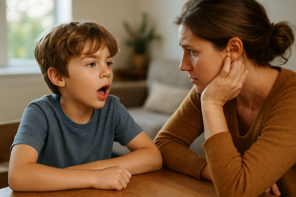 Mon fils répète 10 fois la même chose : pourquoi c’est normal et comment bien réagir